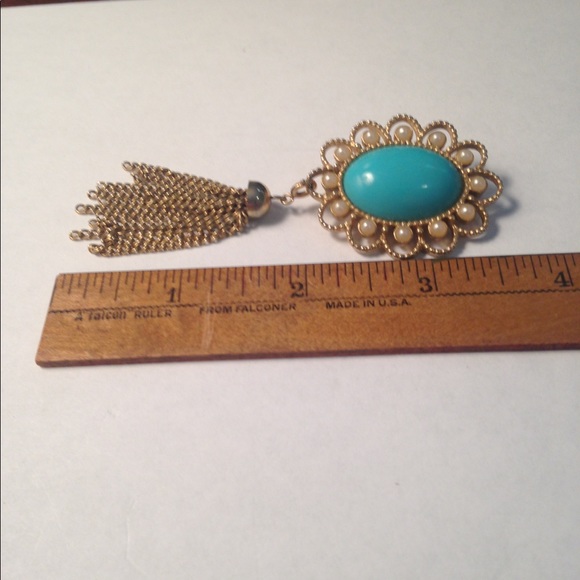 Vintage Sarah Coventry Turquoise and Pearl Tassel - Picture 7 of 8